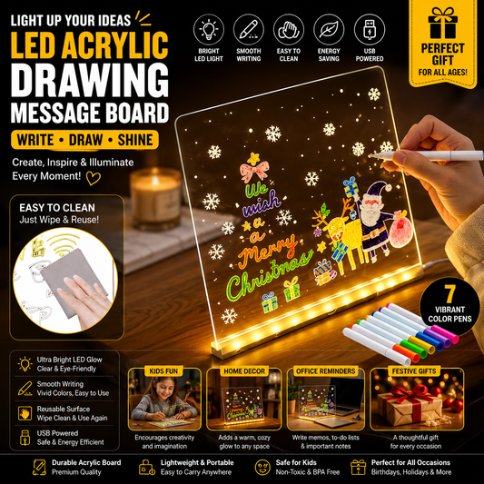 Acrylic LED Drawing Board – Reusable Light-Up Writing Pad